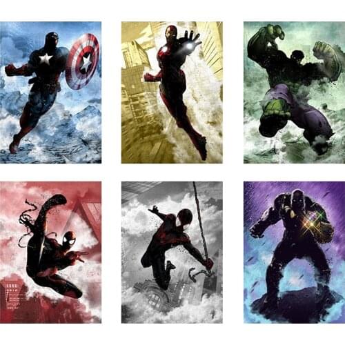 Marvel Poster Avengers Spiderman Iron Man Superhero Art HD Print Wall Picture Living Room Decoration Family Boy Gift