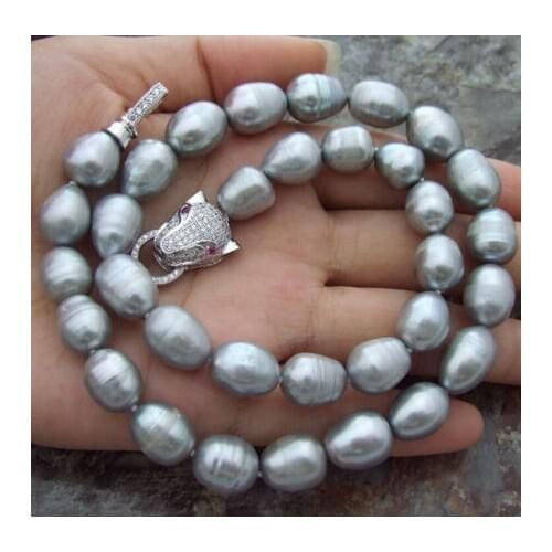 STUNNING 11-12MM SOUTH SEA SILVER GREY/WHITE PEARL NECKLACE 18 INCH