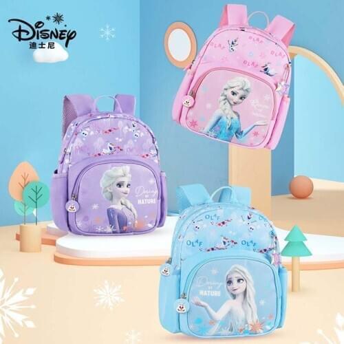 Disney Frozen School Bags for Girls Elsa Anna Kindergarten Backpack Suitable Kids 2-6 Years Super Light Water Proof Mochilar