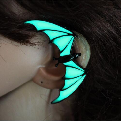 Glowing Chiropter black Vampire bats Ear Cuff GLOW in the DARK Ear clip earrings Stud Earrings Clip Earrings WOMEN gift