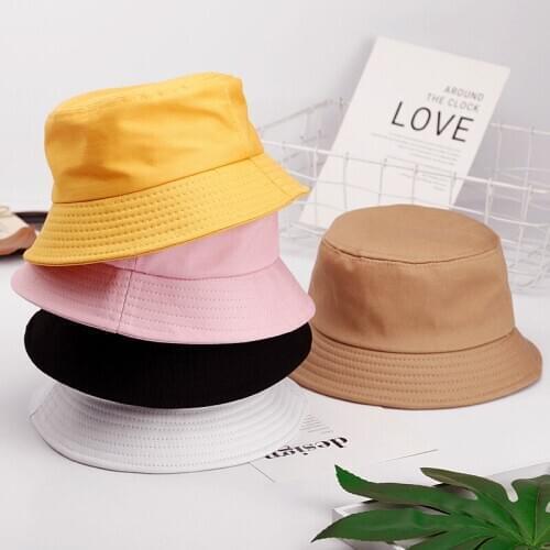Unisex Summer Foldable Bucket Hat Woman Solid Color Hip Hop Wide Brim Beach UV Protection Round Top Sunscreen Fisherman Cap