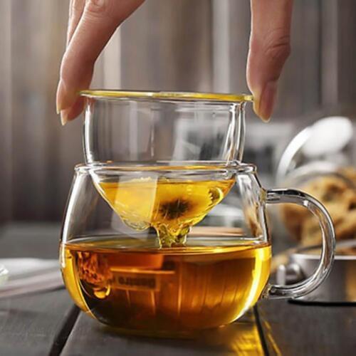 Hand Blown Heat Resistant Glass Tea Cup with Lid and Infuser 300ml Borosilicate Glass Tea Cup Innovative Tea Bottle with Filter