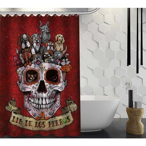 Custom Day Of Dead Shower Curtain With Hooks Fabric Bathroom Curtain eco-friendly Waterproof shower curtain