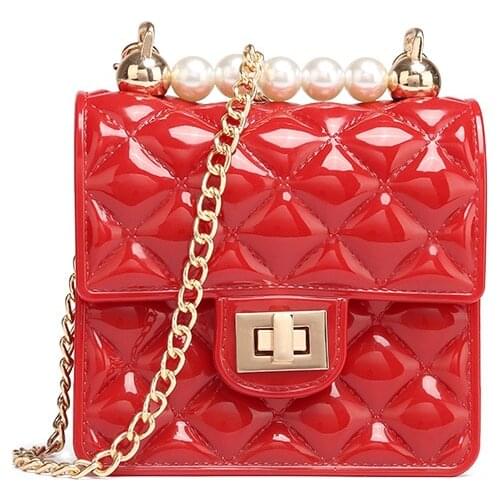 Female Mini Shoulder Bag 2021 Luxury Beading Chains Leather Beach Crossbody Cute Casual Fashion Vintage Elegant Messenger Bags