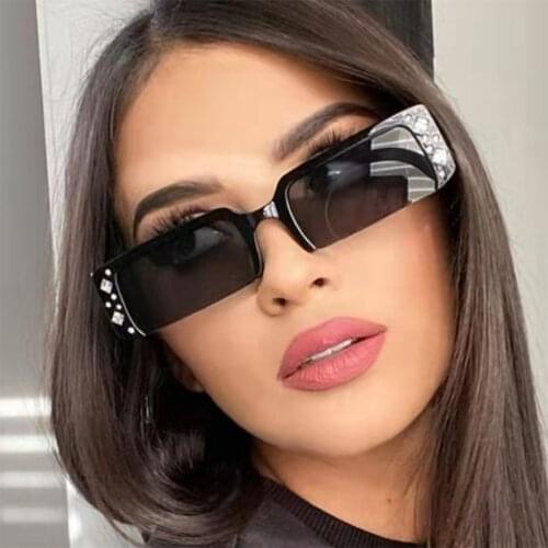 Clear Shades For Women 2021 Square Crystal Sunglasses For Women Half Frame Small Rectangle Sunglasses uv400 Vintage Glasses