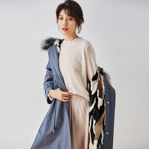 Fur Coat Women 2020 Winter Long Hooded Coat White Pie Overcoming Mink Fluff Liner Fox Fur Collar Warm Coat Antifouling Smooth