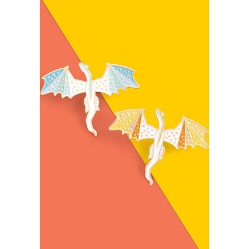 Starry Macaron Flying Dragon Enamel Pins Custom Dinosaur Brooches Bag Clothes Lapel Pins Badge Animal Jewelry Gifts for children