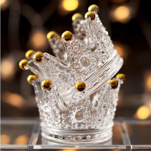 1pcs Creative glass crown candlestick embossed ring beauty egg tray put cosmetic egg shelf jewelry storage box