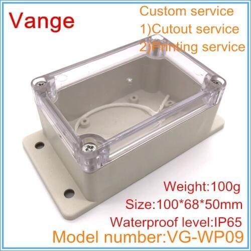 1pcs/lot transparent cover plastic waterproof box ABS plastic wall-mounted project box for electronics device 100*68*50mm