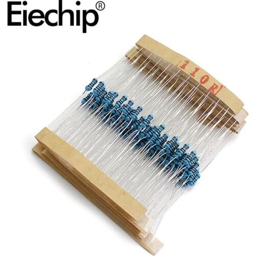 100pcs/lot 1/4W 1% Metal film resistor 110R 0.25W resistance 110 ohm Throught Hole