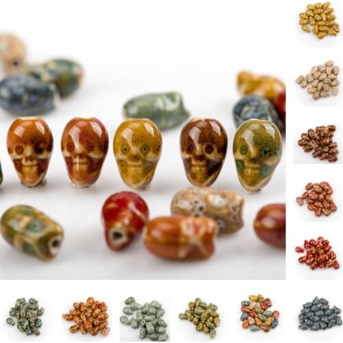 16# 20pcs Skull Shaped Ceramic Beads Bracelet Accessories DIY Materials For Jewelry Make #A418C