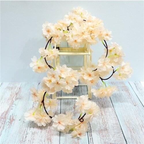 2pcs/lot 2.4M Long Simulation Cherry Blossom Ratten Wedding Home Christmas Decoration Encrypted Persian Hanging Flower Vine