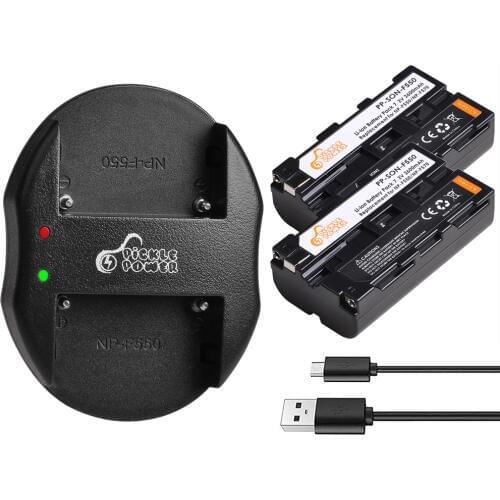 2Pc 2600mAH NP-F550 NP-F570 NP F550 Camera Battery +Dual USB Charger for Sony NP-F330 NP-F530 NP-F570 NP-F730 NP-F750 CCD-RV100