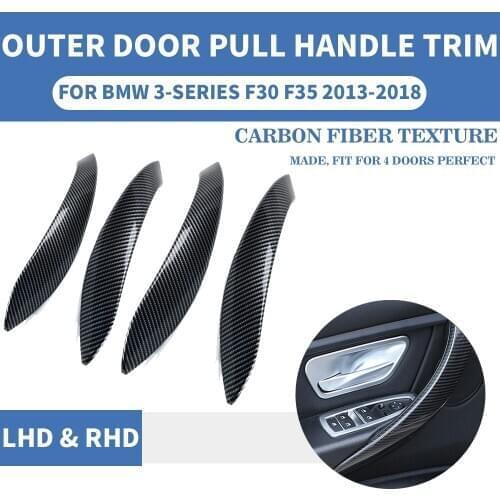 4PCS LHD RHD Carbon Fiber Car Interior Inner Door Pull Handle Outer Front Rear L R Protect For BMW F30 F80 F31 F32 F33 F35 13-18