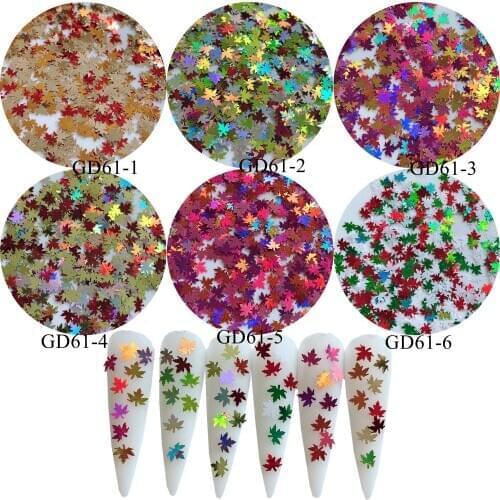50g/bag Mixed Color Maple Leaf Glitter Nail art Glitter Pieces Nail art decoration GD61