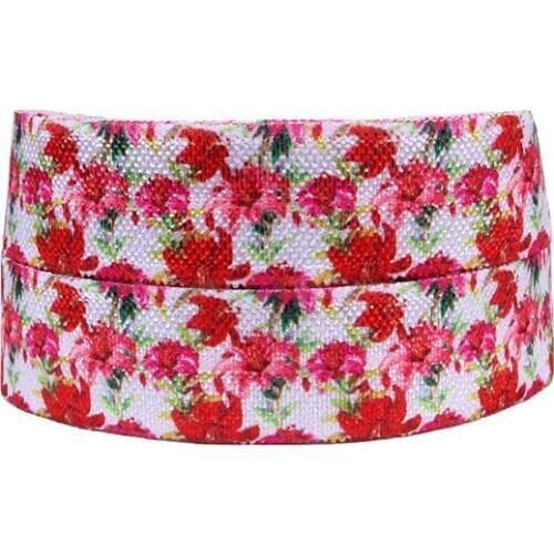 50yards/lot) Girls headband foe beautiful flower printing elastic ribbon