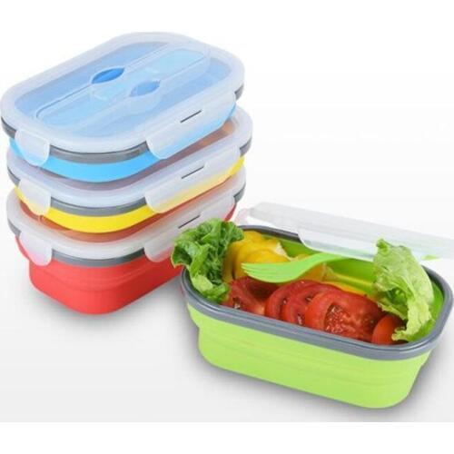 800ml Creative Foldable Lunch Box Silicone Collapsible Portable Lunch Box Large Capacity Bowl Lunch Bento Box Folding Lunchbox