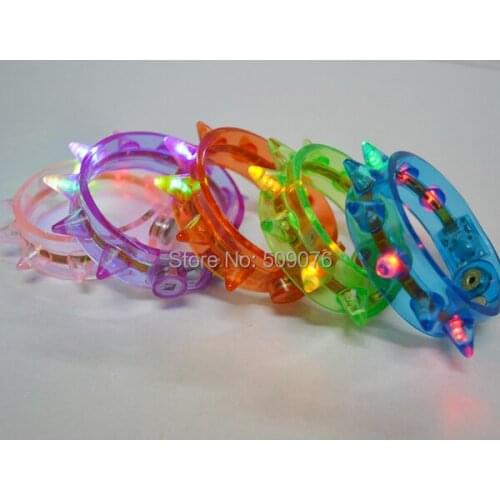 Free shipping 720pcs/lot glow bangle Light Up LED Spike Bracelets Flashing Strobe Blinking Rave EDC Party Club