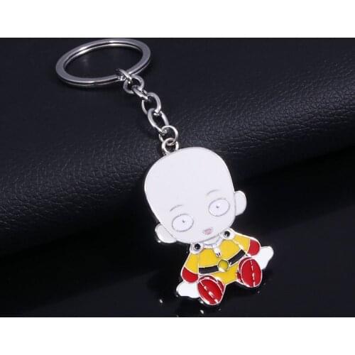 Anime One Punch Man Alloy Keychain Saitama Charm Pendant Keyring Jewelry Collections