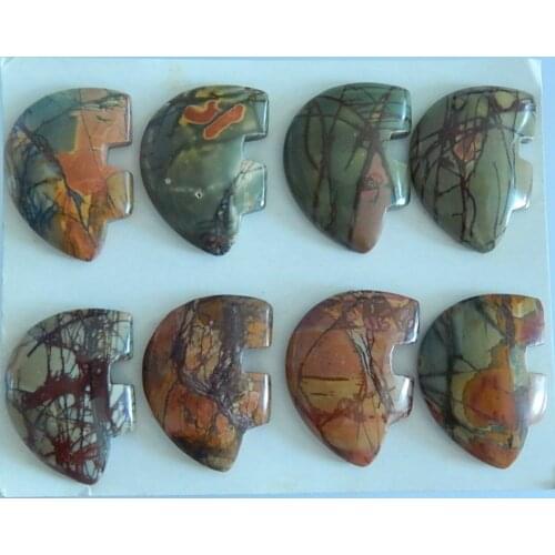 8 PCS Of Carved Multi-color Picasso Jasper Cabochons Beads,30x22x6mm,45.8g