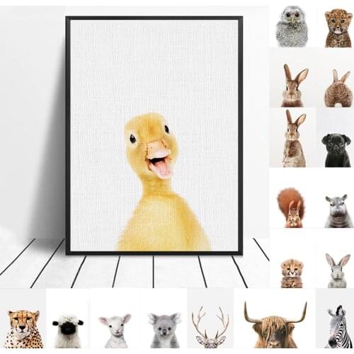 Baby Animal Poster Panda Giraffe Elephant Canvas Painting Nursery Wall Art Nordic Picture Kids Bedroom Decoration