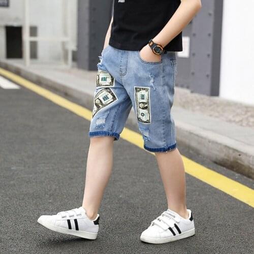 New Reach Children Kids Baby Boys Short Denim Pants Cartoon Pattern Casual Fashion Boys Summer Short Pants 4 5 6 78 9 10 11 12