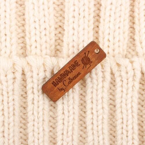 Handmade with love labels, Wooden labels, personalized tags, knit labels, Custom Name, Handmade, Custom Design (WD1423)