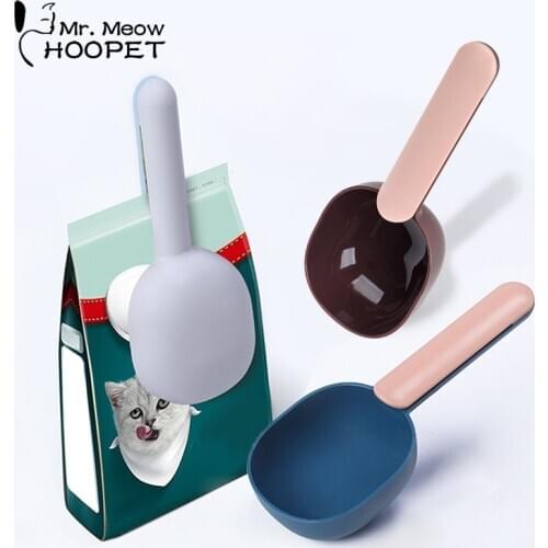 Hoopet 2-In-1 Pet Dog Cat Food Spoon Food Bag Clip ABS Material Food Shovel Cute 3 Colors