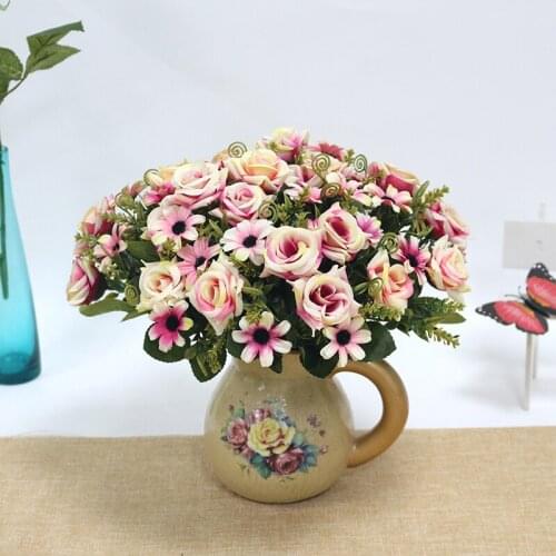 Artificial Rose Bouquet simulation flowers fake rose flower Orchid Decoration for Wedding Home Office Desk DIY Supplies