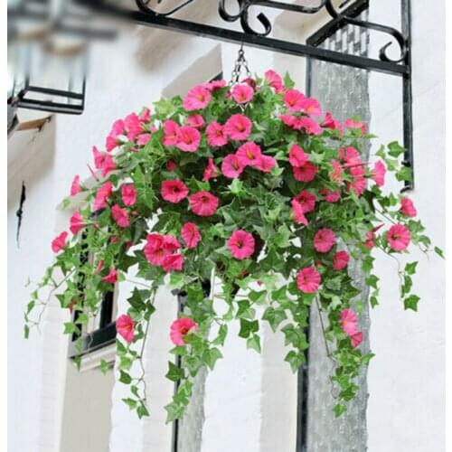 65.5cm Artificial Flower Morning Glory Fake Silk Hanging Plant Vine Simulation Wall Garland Wedding Home Party DIY Decor