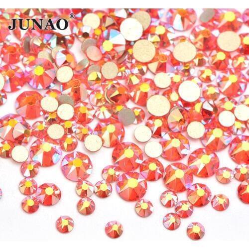 JUNAO 110pc Mix Size SS10 SS16 SS20 Hyacinth AB Glass Crystal Rhinestone Flat Back Stone Nail Crystal Strass Nail Art Decoration