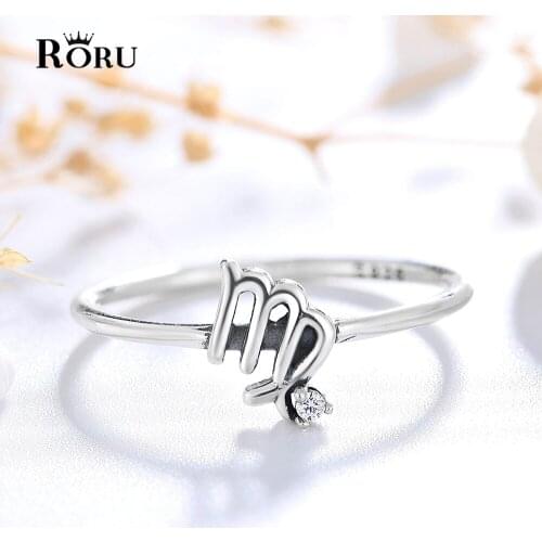 Virgo Twelve Constellation Ring Solid 925 Silver Ring for Women Girl Size 6/7/8/9/10 Fine Jewelry Finger Ring Anniversary Gifts