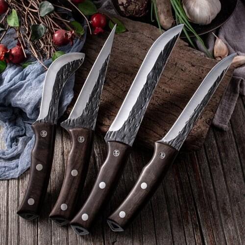 Forged Boning Knife Serbian Chef Knife Meat Cleaver Hunting Knife Handmade Stainless Steel Kitchen Knife Butcher Fish Knife Case