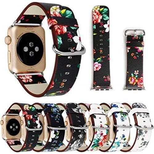 For Apple Watch Leather Watch Band 38/42/40/44mm Printed Bracelet Wristband Strap IWatch Series 4/3/2/1 Replacement Accessories