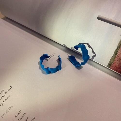 Summer Light Blue Personality Stud Earrings 2021 New Tide Female Temperament South KoreaS Joker Contracted Fashion Earring