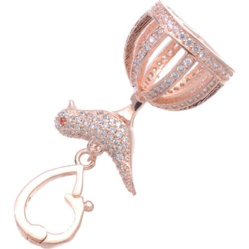 Fashion Jewelry Vintage Zircon Bird Below Crown Charms For Jewelry Making Wholesale Micro Pave Floating Charms Bijoux Berloques