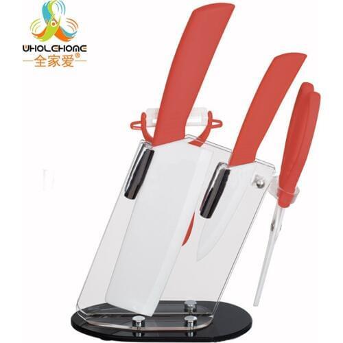 Home Kitchen Dining Bar Zirconia Kitchen Knife Set Ceramic Knife and Accessories Set 4"6'' Knife + Peeler+Scissor With Holder