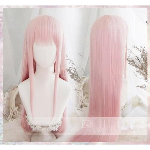 Anime DARLING in the FRANXX 02 Cosplay Wigs Zero Two Wigs 100cm Long Pink Synthetic Hair Perucas Cosplay Wig + Wig Cap