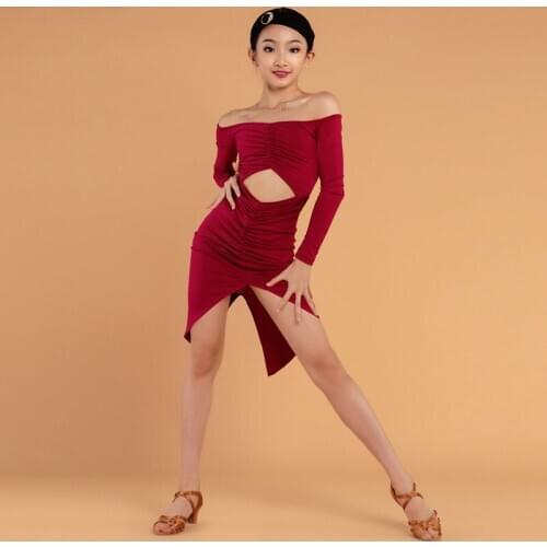 Latin Dance Dress For Girls Fall Ballroom Practice Wear Rumba Costume Black Tap Dance Wear Tango Outfits Designer Dresses DL6810