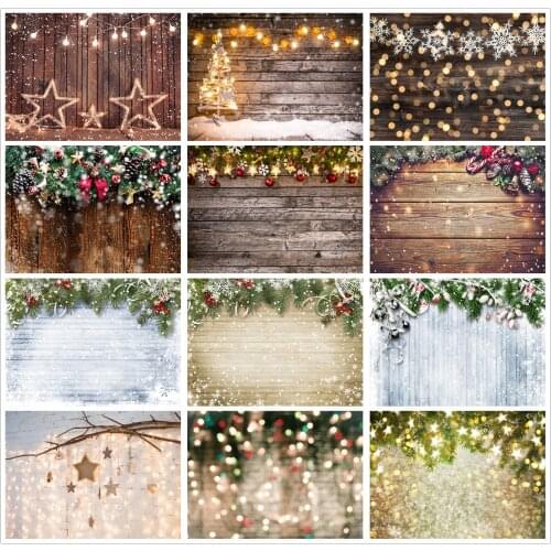 Christmas Photography Backdrops Glitter Wooden Winter Snowy Newborns Baby Kids Photo Booth Background Studio Photocalls Props
