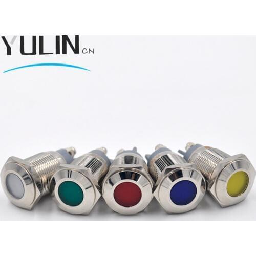 16mm Metal LED Pilot Panel Dash Signal Indicator Warning light with Screw Terminal Brass Chrome Finish Car Boat Marine