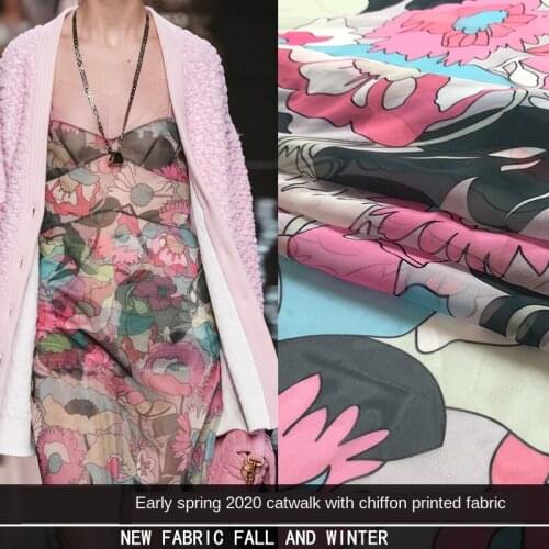 2020 early spring European and American show digital printing spring and summer clothing skirt fabric advanced customization
