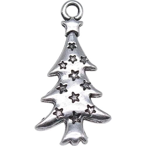 WYSIWYG 10pcs 27x14mm Charms Christmas Tree Pine Tree Star 2 Colors For Jewelry Making