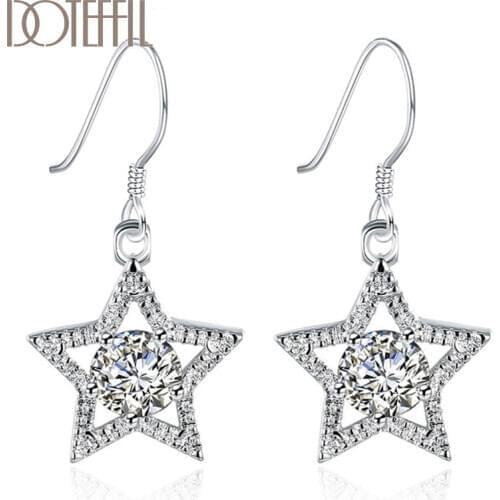 DOTEFFIL 925 Sterling Silver AAA Zircon Stars Earrings High Quality Charm Women Jewelry Fashion Wedding Engagement Party Gift