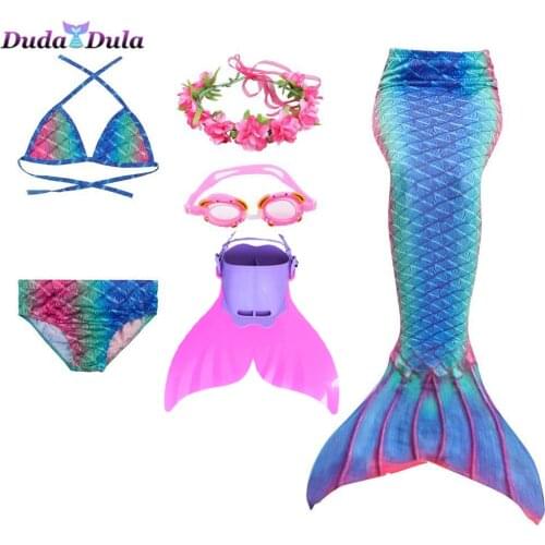 Little Fancy Mermaid Tail Swimmable Monofin Bikini Bathing Swimsuit Mermaid Tails Swimming Cosplay costume Swimsuit For Girls