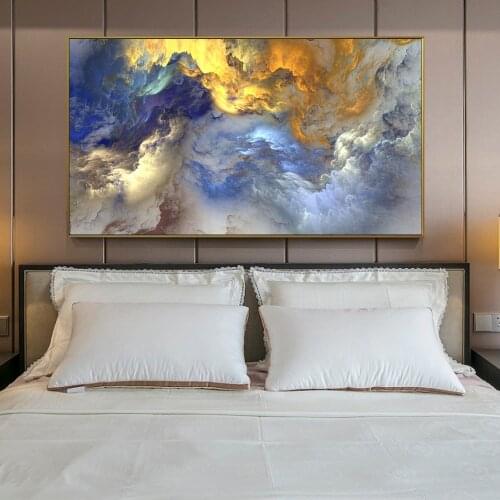Golden Abstract Wall Art Canvas Prints Mysterious Cloud Modern Canvas Paintings Canvas Art Wall Pictures For Bed Room Cuadros