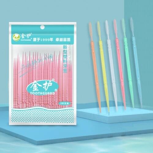 100Pcs Toothpicks Interdental Brushes Double Head Dental Floss Pick Toothpicks Teeth Sticks Teeth Cleaning Oral Hygiene Care