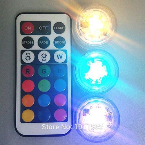 20pcs Wedding LED Decoration Remote Control Submersible LED Tea Mini Light With Battery Party Table Christmas Vase Hookah Shisha