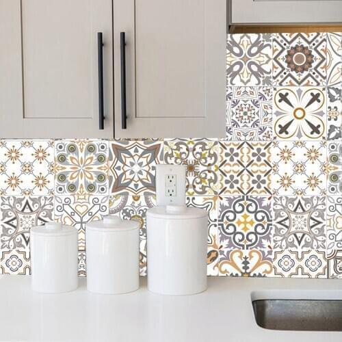 20x100cm PVC Wall Sticker Spanish style retro Bathroom Waterproof Arab Self Adhesive Wallpaper Floor Mosaic Tile Stickers Wall