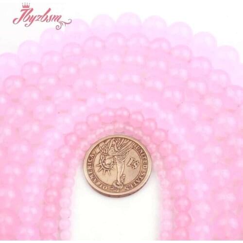 4 6 8 10 12mm Round Light Pink Jades Smooth Ball Beads Stone Beads For DIY Women Fashion Necklace Bracelats Jewelry Making 15"